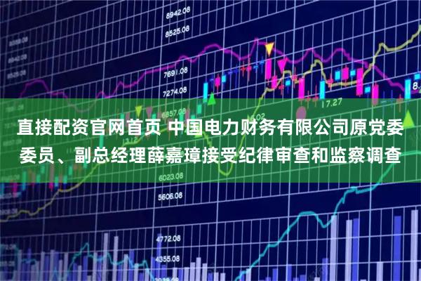 直接配资官网首页 中国电力财务有限公司原党委委员、副总经理薛嘉璋接受纪律审查和监察调查